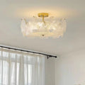 Traditional French Snowflake Glass Iron 5/8 - Light Semi-flush Mount Ceiling Light for Living Room