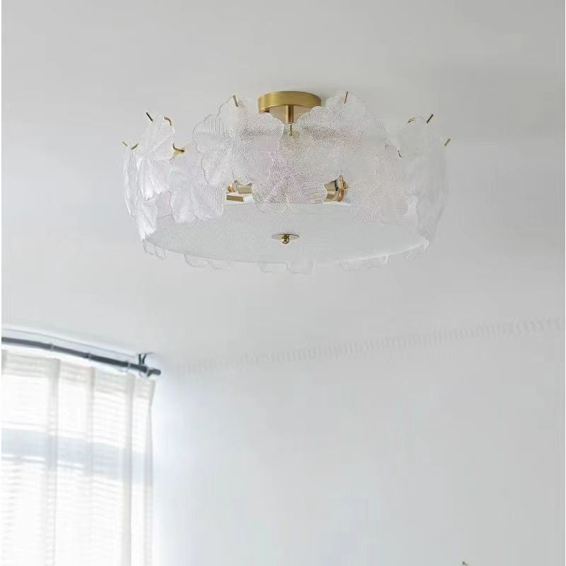 Traditional French Snowflake Glass Iron 5/8 - Light Semi-flush Mount Ceiling Light for Living Room