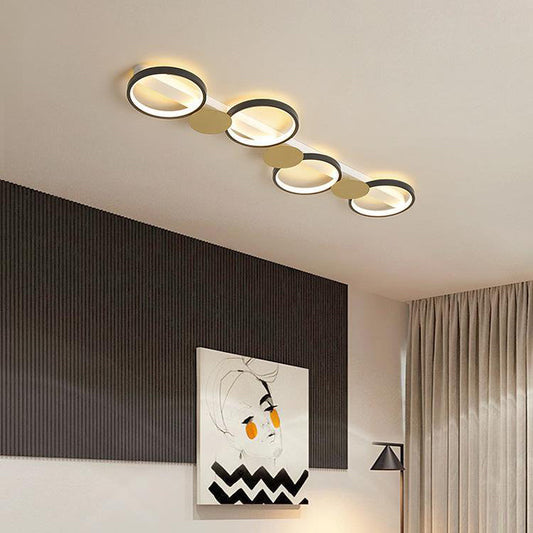 Contemporary Scandinavian Round Ring Iron Acrylic LED Semi-flush Mount Ceiling Light for Living Room