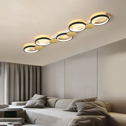 Contemporary Scandinavian Round Ring Iron Acrylic LED Semi-flush Mount Ceiling Light for Living Room