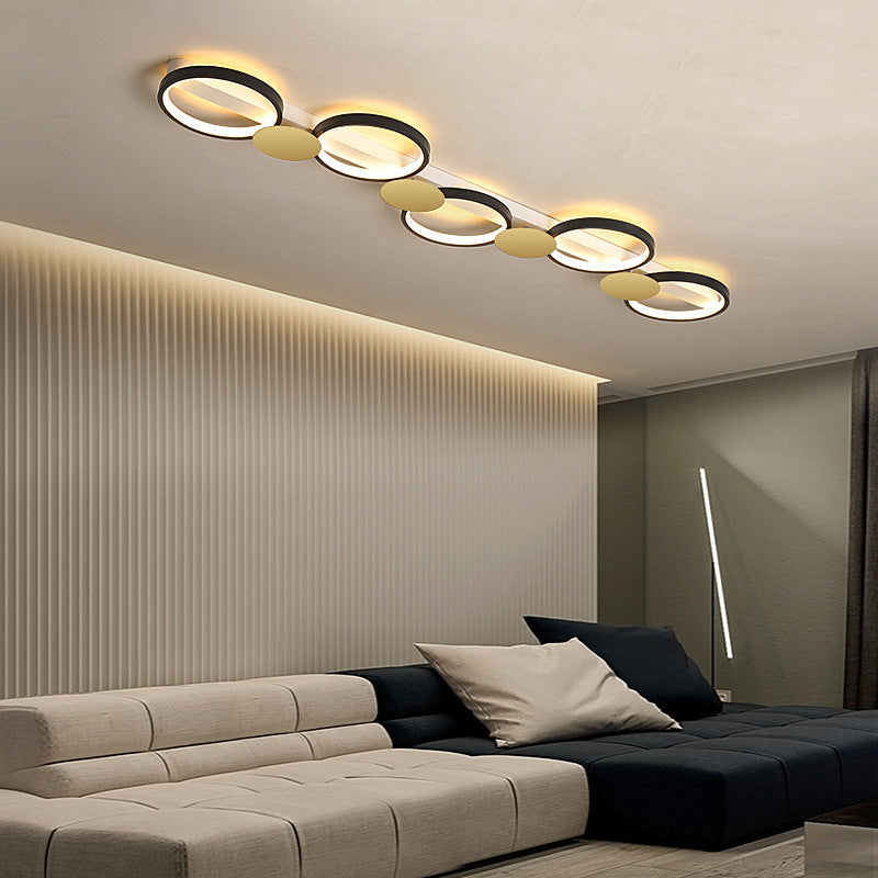 Contemporary Scandinavian Round Ring Iron Acrylic LED Semi-flush Mount Ceiling Light for Living Room