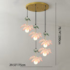 Traditional Chinese Lotus Orb Iron Resin Ceramics 1/3/5 - Light Chandelier for Dining Room BulbSquare