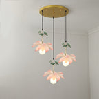 Traditional Chinese Lotus Orb Iron Resin Ceramics 1/3/5 - Light Chandelier for Dining Room BulbSquare