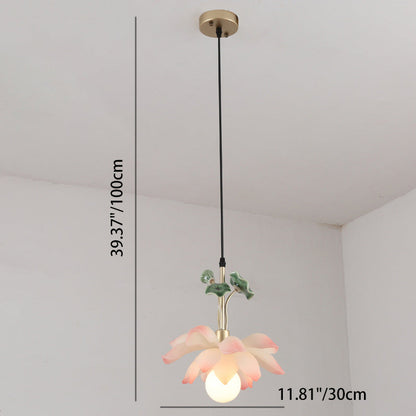 Traditional Chinese Lotus Orb Iron Resin Ceramics 1/3/5 - Light Chandelier for Dining Room