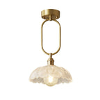 Contemporary Simplicity Conical Umbrella Semicircular Copper Glass 1 - Light Semi-flush Mount Ceiling Light for Hallways