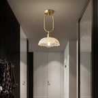 Contemporary Simplicity Conical Umbrella Semicircular Copper Glass 1 - Light Semi-flush Mount Ceiling Light for Hallways