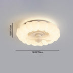 Contemporary Nordic Cream Round Clouds Hardware PE LED Flush Mount Ceiling Fan Light For Bedroom