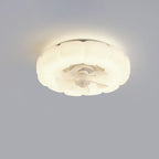Contemporary Nordic Cream Round Clouds Hardware PE LED Flush Mount Ceiling Fan Light For Bedroom