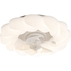 Contemporary Nordic Cream Round Clouds Hardware PE LED Flush Mount Ceiling Fan Light For Bedroom