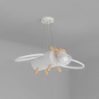 Lumendat Contemporary Creative Flying Deer Round Wings Kids Iron Wood Aluminum LED Chandelier For Bedroom Lumendat