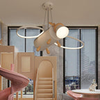 Lumendat Contemporary Creative Flying Deer Round Wings Kids Iron Wood Aluminum LED Chandelier For Bedroom Lumendat