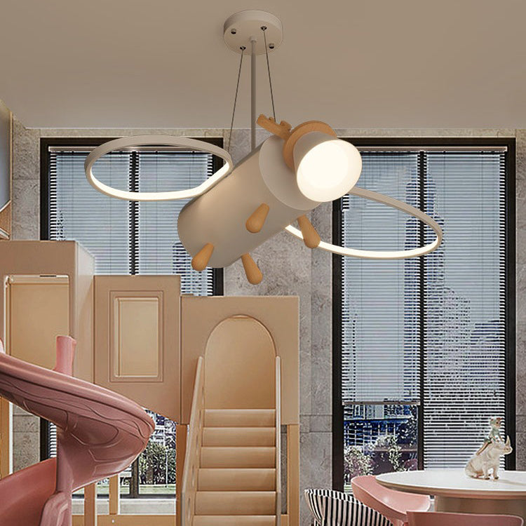 Lumendat Contemporary Creative Flying Deer Round Wings Kids Iron Wood Aluminum LED Chandelier For Bedroom Lumendat