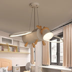 Lumendat Contemporary Creative Flying Deer Round Wings Kids Iron Wood Aluminum LED Chandelier For Bedroom Lumendat