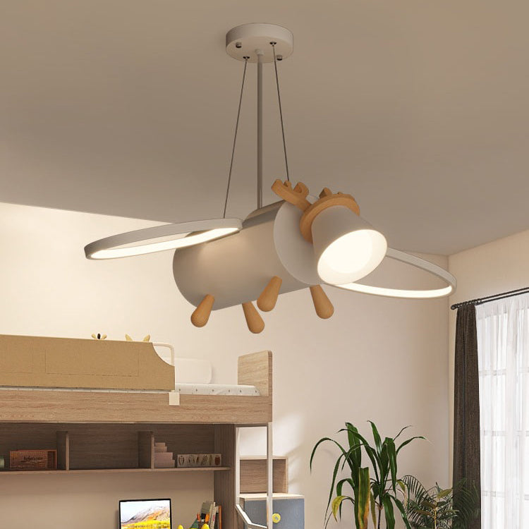 Lumendat Contemporary Creative Flying Deer Round Wings Kids Iron Wood Aluminum LED Chandelier For Bedroom Lumendat