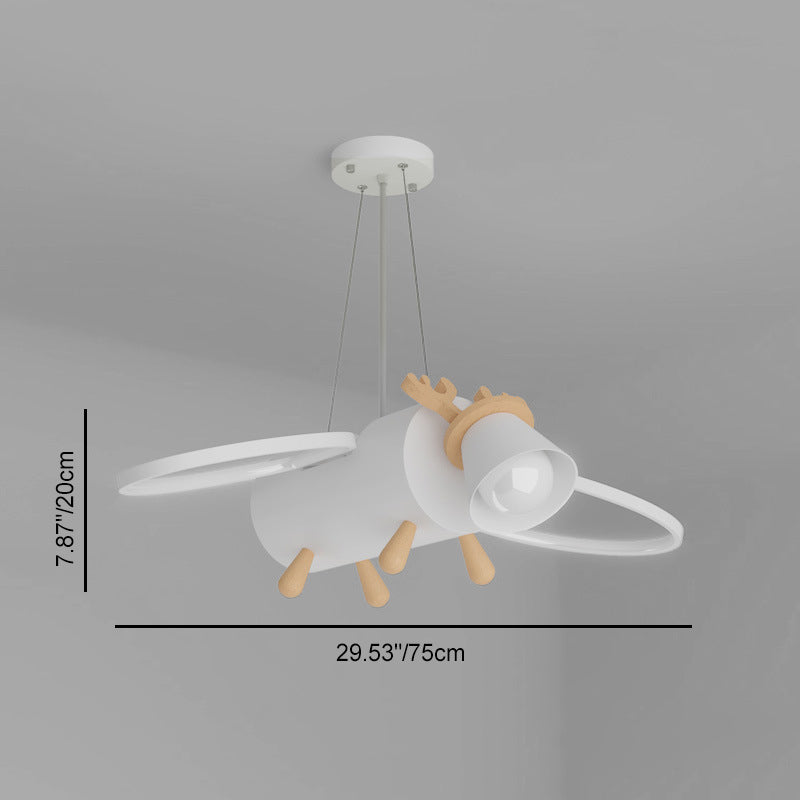 Lumendat Contemporary Creative Flying Deer Round Wings Kids Iron Wood Aluminum LED Chandelier For Bedroom Lumendat