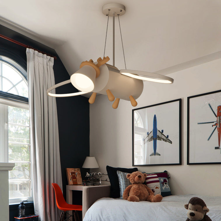 Lumendat Contemporary Creative Flying Deer Round Wings Kids Iron Wood Aluminum LED Chandelier For Bedroom Lumendat