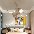 Lumendat Contemporary Creative Flying Deer Round Wings Kids Iron Wood Aluminum LED Chandelier For Bedroom Lumendat