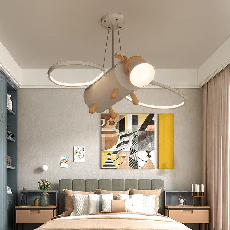 Lumendat Contemporary Creative Flying Deer Round Wings Kids Iron Wood Aluminum LED Chandelier For Bedroom Lumendat