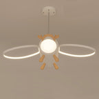 Lumendat Contemporary Creative Flying Deer Round Wings Kids Iron Wood Aluminum LED Chandelier For Bedroom Lumendat