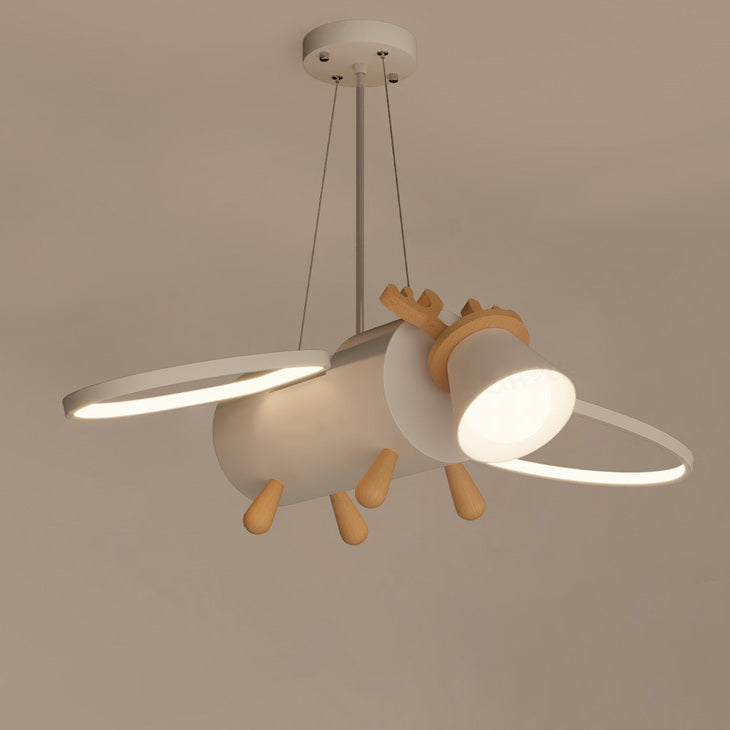 Lumendat Contemporary Creative Flying Deer Round Wings Kids Iron Wood Aluminum LED Chandelier For Bedroom Lumendat