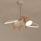 Lumendat Contemporary Creative Flying Deer Round Wings Kids Iron Wood Aluminum LED Chandelier For Bedroom Lumendat