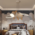 Lumendat Contemporary Creative Flying Deer Round Wings Kids Iron Wood Aluminum LED Chandelier For Bedroom Lumendat