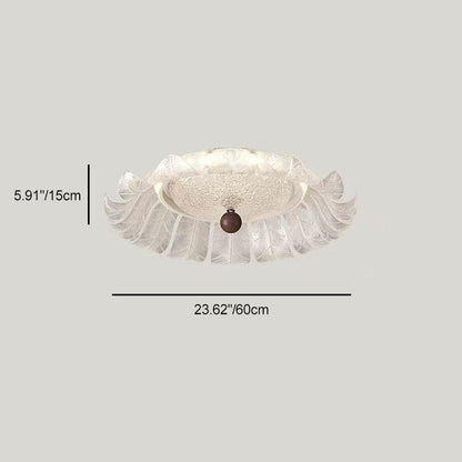 Traditional French Round Petal Iron Glass Acrylic LED Flush Mount Ceiling Light For Bedroom