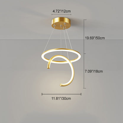 Modern Minimalist Round Semicircle Silicone Aluminum Iron LED Pendant Light For Hallways