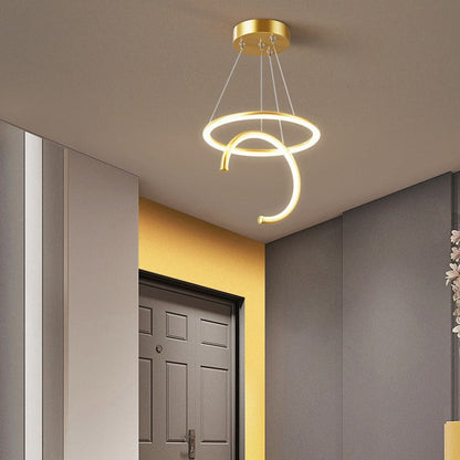 Modern Minimalist Round Semicircle Silicone Aluminum Iron LED Pendant Light For Hallways