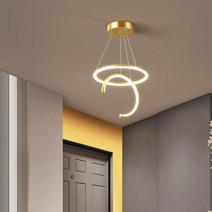 Modern Minimalist Round Semicircle Silicone Aluminum Iron LED Pendant Light For Hallways
