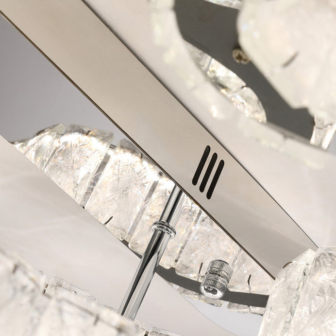 Contemporary Scandinavian Double Clouds Stainless Steel Crystal LED Semi-flush Mount Ceiling Light for Bedroom