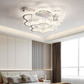 Contemporary Scandinavian Double Clouds Stainless Steel Crystal LED Semi-flush Mount Ceiling Light for Bedroom