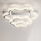 Contemporary Scandinavian Double Clouds Stainless Steel Crystal LED Semi-flush Mount Ceiling Light for Bedroom