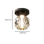 Modern Simplicity Round Diamond Metal Crystal 1-light Semi-flush Mount Ceiling Light for Hallways