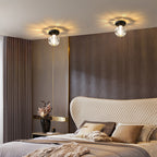 Modern Simplicity Round Diamond Metal Crystal 1-light Semi-flush Mount Ceiling Light for Hallways