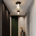 Modern Simplicity Round Diamond Metal Crystal 1-light Semi-flush Mount Ceiling Light for Hallways