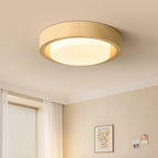 Contemporary Nordic Round Wood Iron Glass LED Flush Mount Ceiling Light For Hallways Lumendat