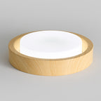 Contemporary Nordic Round Wood Iron Glass LED Flush Mount Ceiling Light For Hallways Lumendat