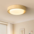 Contemporary Nordic Round Wood Iron Glass LED Flush Mount Ceiling Light For Hallways Lumendat