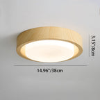 Contemporary Nordic Round Wood Iron Glass LED Flush Mount Ceiling Light For Hallways Lumendat