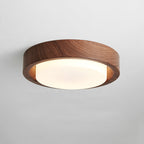 Contemporary Nordic Round Wood Iron Glass LED Flush Mount Ceiling Light For Hallways Lumendat