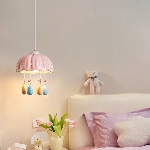 Contemporary Creative Dome Jellyfish Shaped Macarons Ceramics Hardware 1 - Light Pendant Light For Bedroom