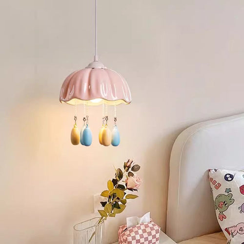 Contemporary Creative Dome Jellyfish Shaped Macarons Ceramics Hardware 1 - Light Pendant Light For Bedroom