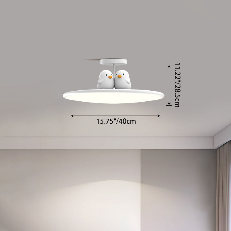 Modern Minimalist Animal Acrylic Iron LED Semi-flush Mount Ceiling Light for Living Room & Bedroom