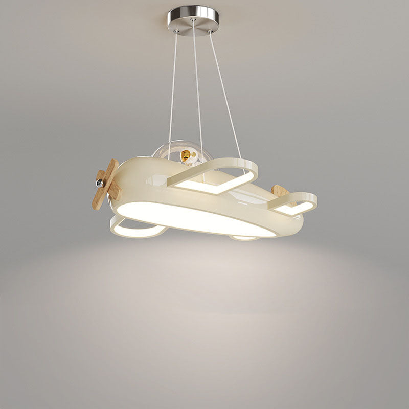 Lumendat Contemporary Creative Aircraft-Inspired Wrought Iron PE Solid Wood Kids LED Pendant Light For Bedroom Lumendat