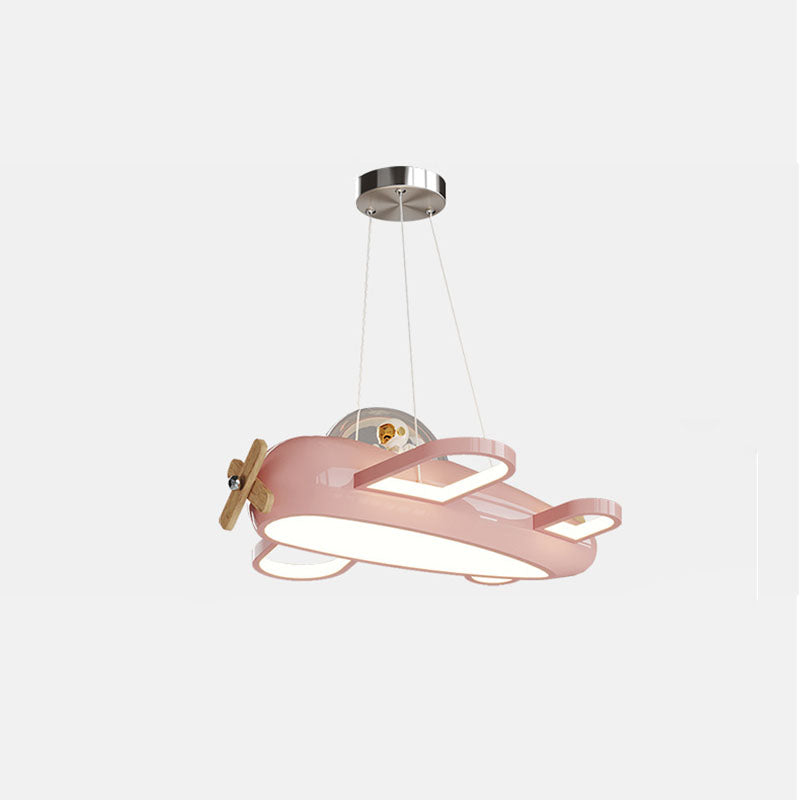 Lumendat Contemporary Creative Aircraft-Inspired Wrought Iron PE Solid Wood Kids LED Pendant Light For Bedroom Lumendat