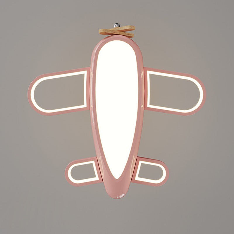 Lumendat Contemporary Creative Aircraft-Inspired Wrought Iron PE Solid Wood Kids LED Pendant Light For Bedroom Lumendat