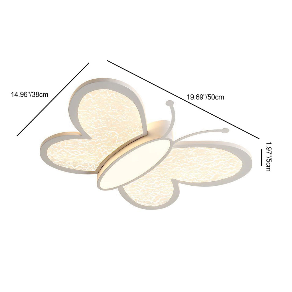 Contemporary Nordic Butterfly Childlike Acrylic Iron LED Flush Mount Ceiling Light For Bedroom