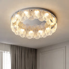 Contemporary Luxury Round Stainless Steel Glass LED Flush Mount Ceiling Light For Living Room