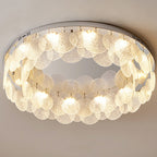 Contemporary Luxury Round Stainless Steel Glass LED Flush Mount Ceiling Light For Living Room